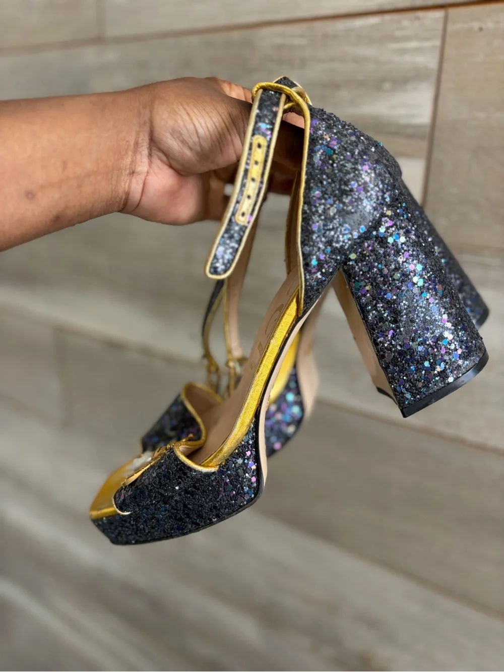 Gucci Soko Glitter Platform Sandals